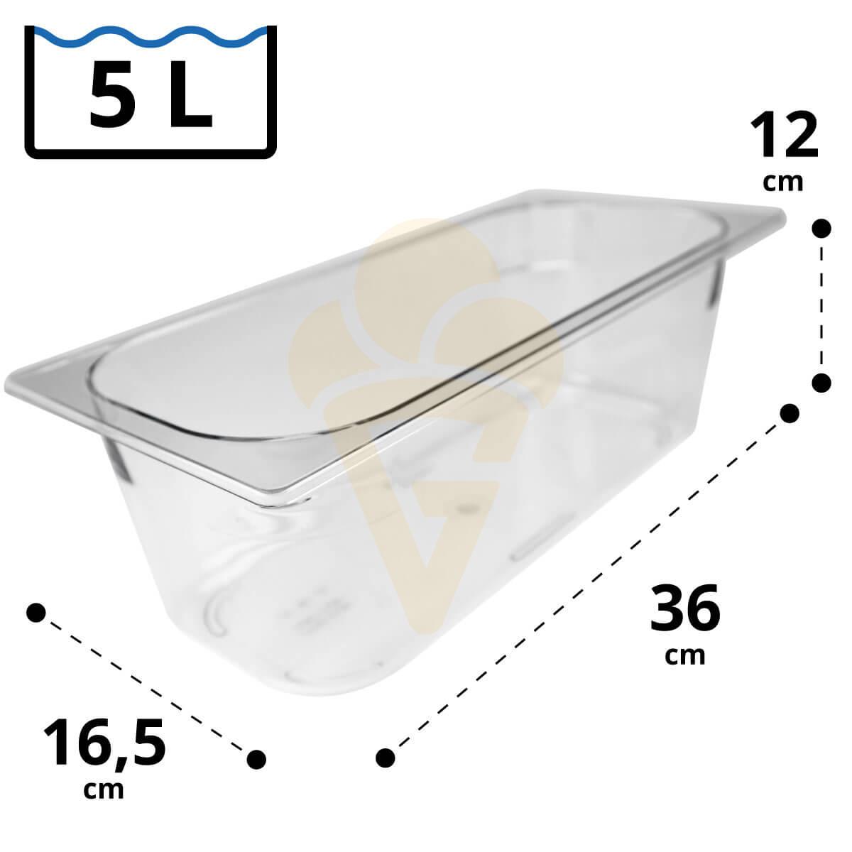 Polycarbonat Eisbehälter 5 Liter 36 x 16,5 x 12 cm