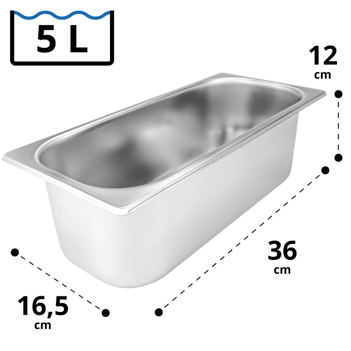 5 Liter Eisbehälter 36 x 16,5 x 12 cm